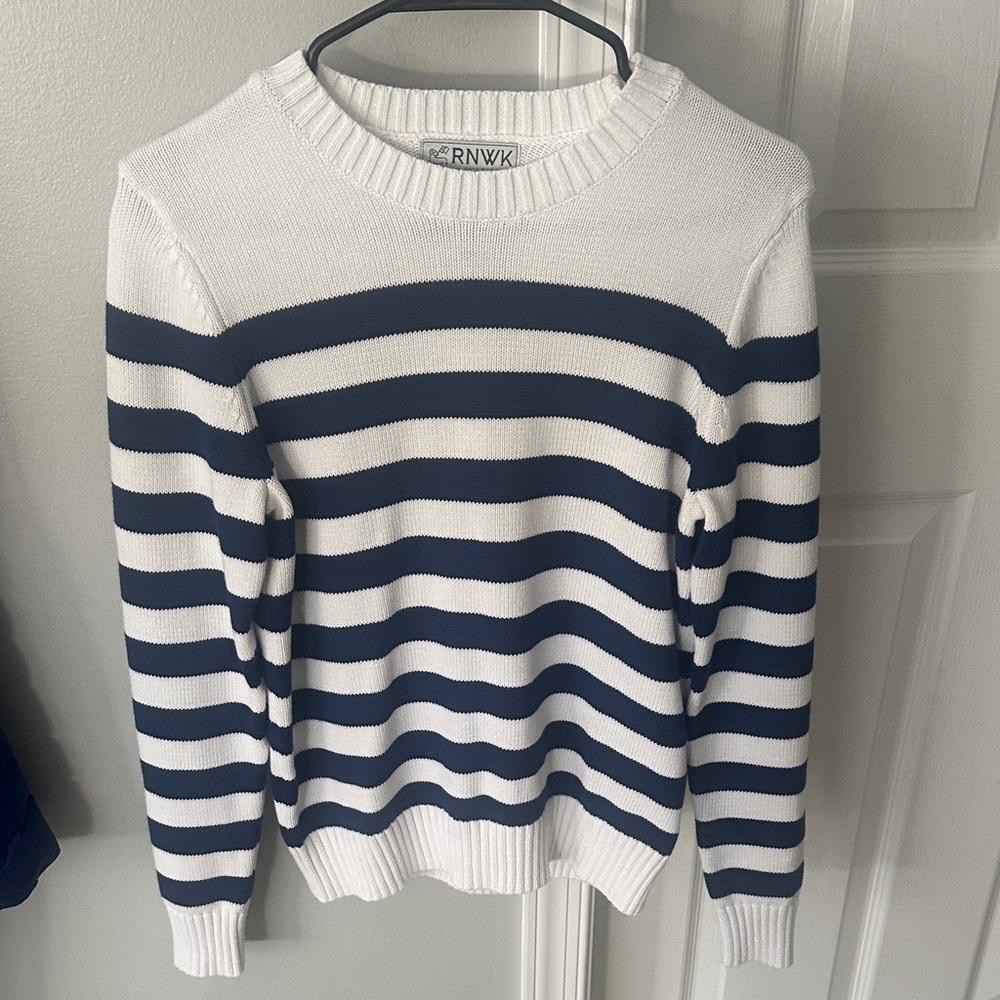 NWT RNWK Navy and White Striped Knit Sweater